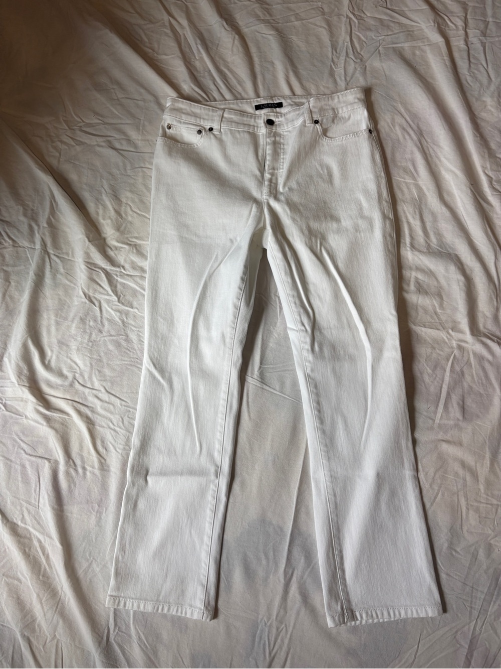 Lauren by Ralph Lauren White Women's Straight Leg Jeans. Size 12 petite.